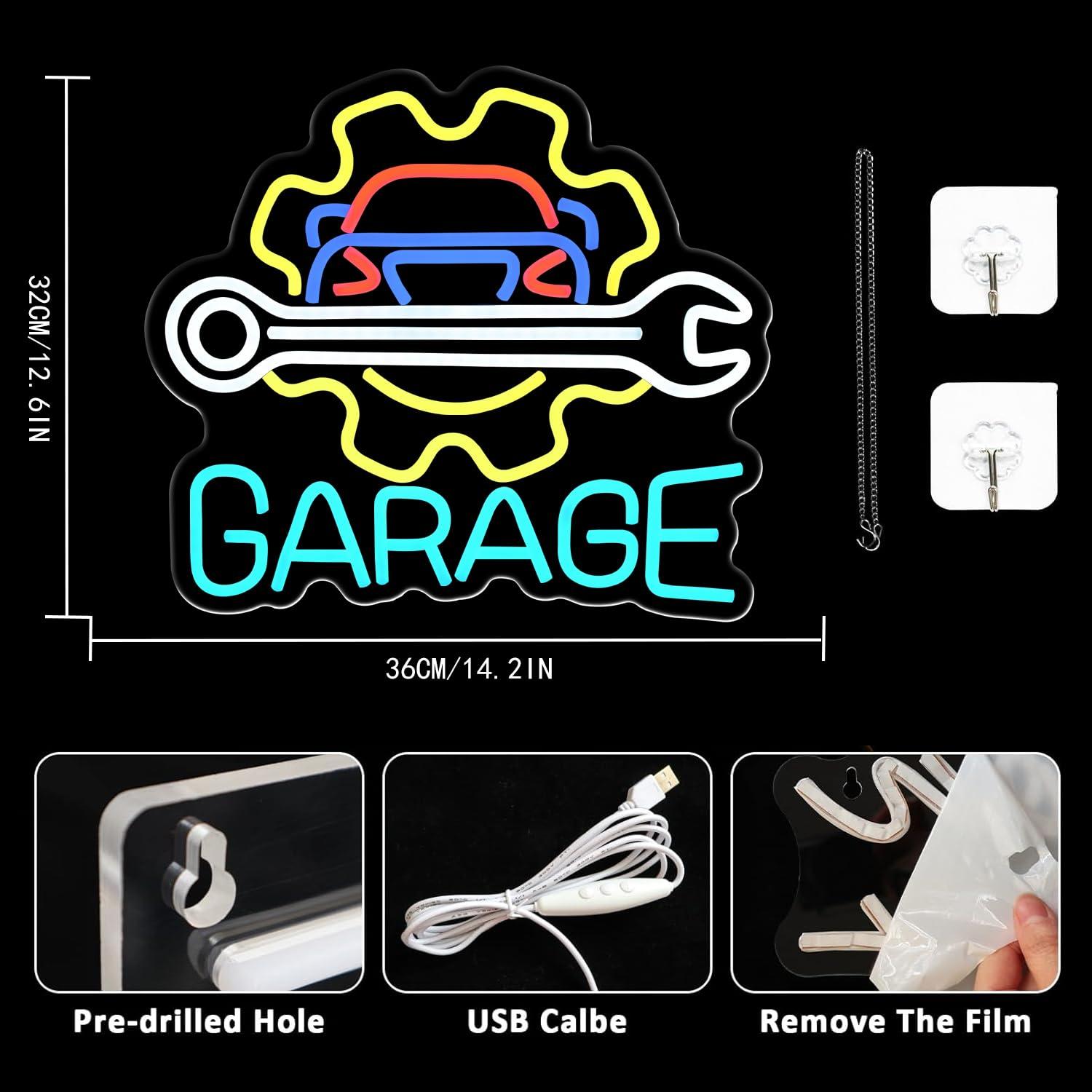 Garage Neon Sign USB Powered L - Auto Repair Shop 评论和价格